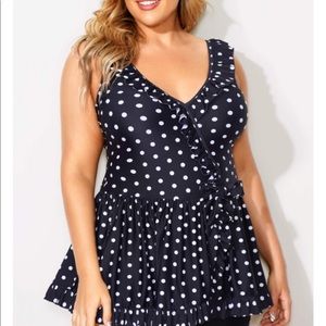 Nwt meet.curve Polka Dots Ruffle V-neck Classic Women Swimdress